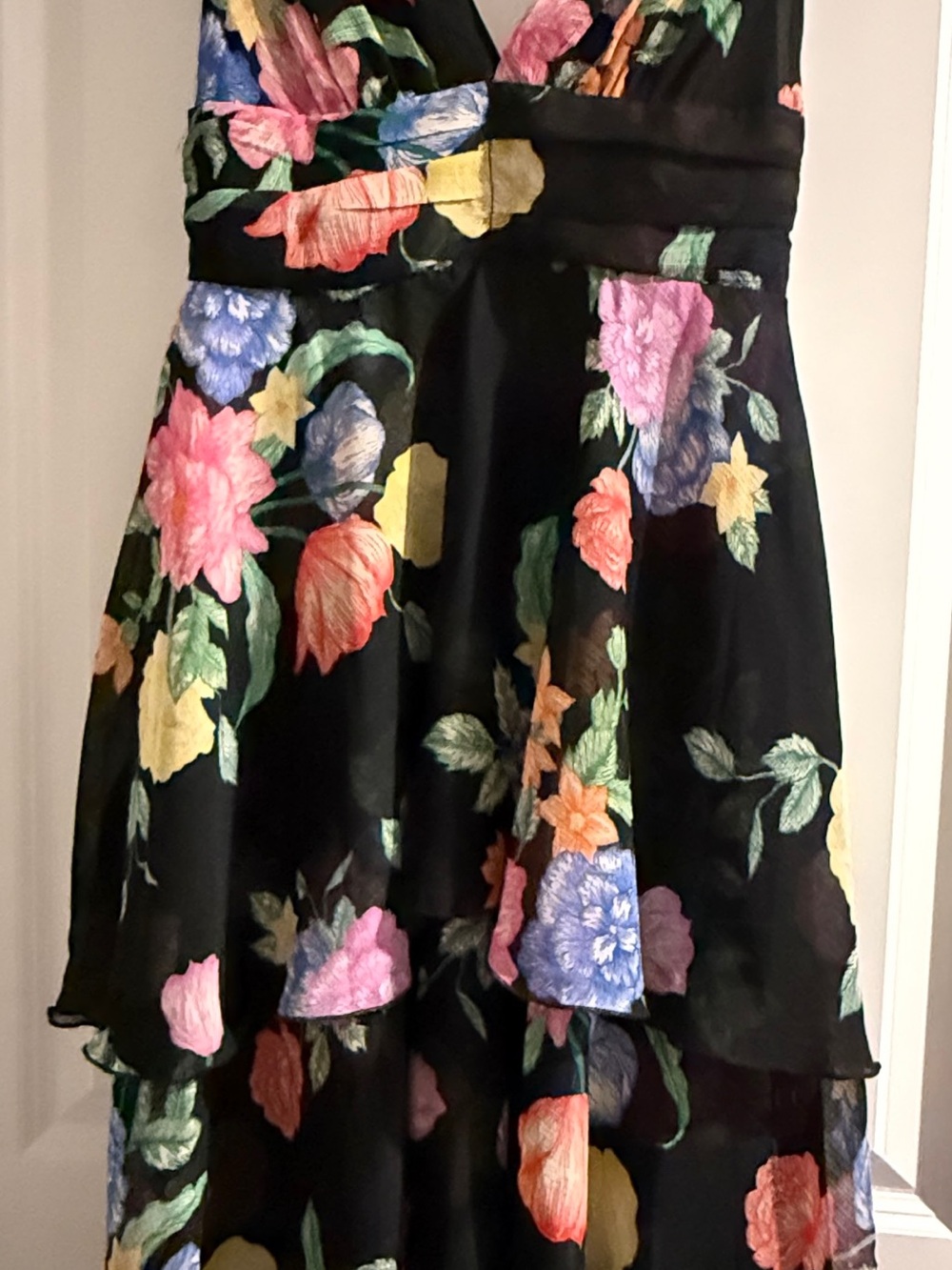 Topshop Black Maxi Dress with Multicolor Floral Print